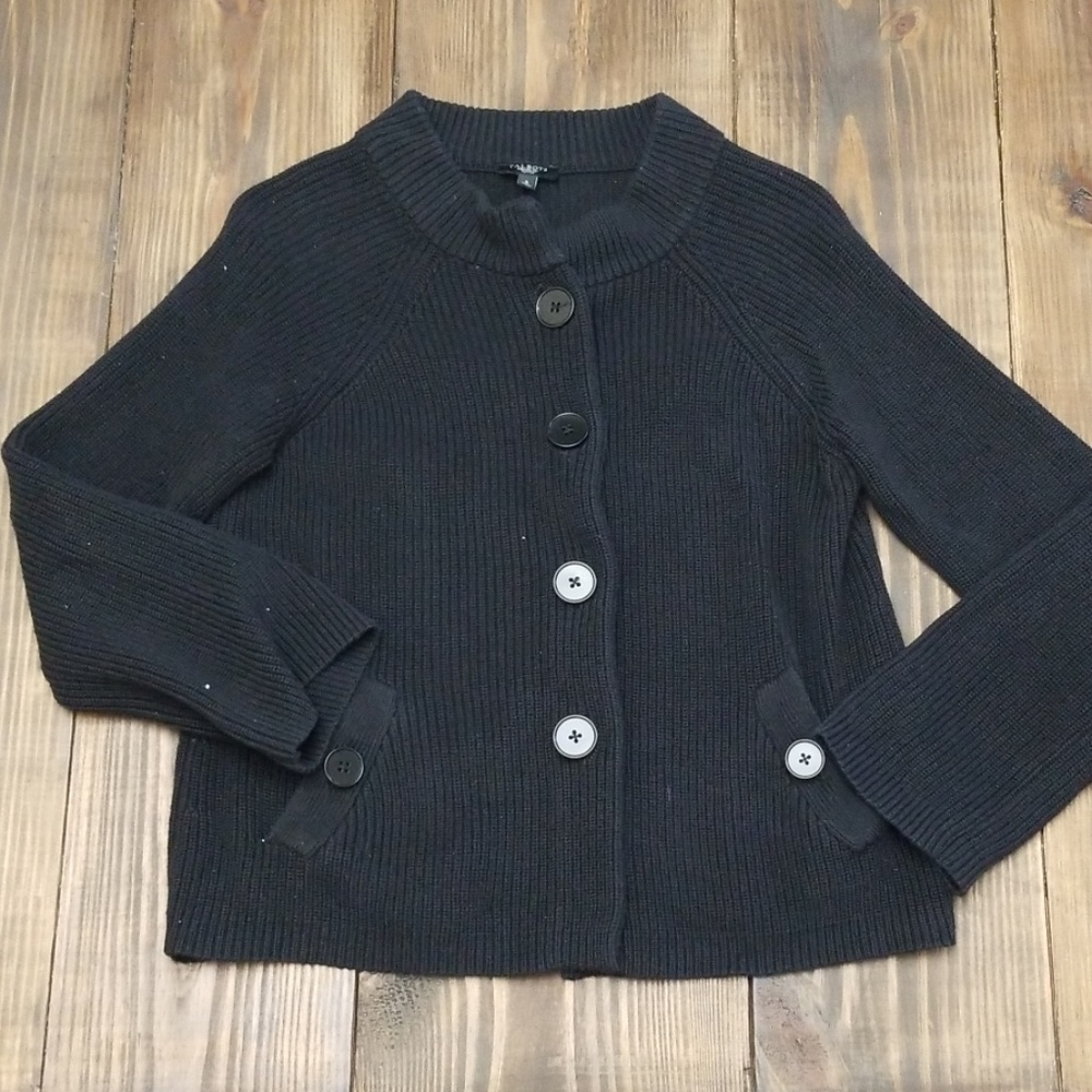 Talbots Petite Black Button Up Cardigan Small